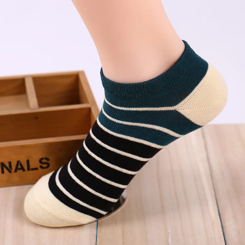 Носки мужские хлопковые 5 пар аккуратные полосатые прочные удобные летние |