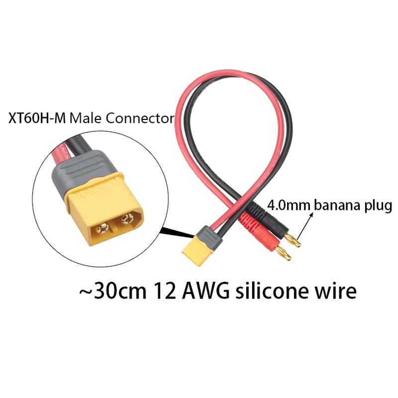 XT60 to 4.0mm 300 мм RC Батарея заряда XT90 XT60 до 4,0 мм разъемы с вилками типа «банан», 12AWG кабель электрического провода для RC вертолет Quadcopter Lipo Батарея - Цвет: XT60 to 4.0mm
