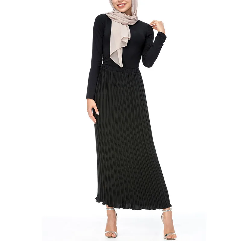 Faldas Largas Verano Mujer Moda Весна Осень Корейская женская шифоновая плиссированная длинная Макси юбка Jupe Longue Femme мусульманские юбки