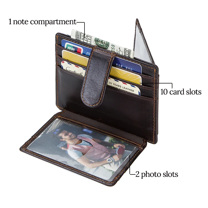 CONTACT'S Мини кошелек RFID из натуральной кожи с отделениями для ID карты дизайн засов
