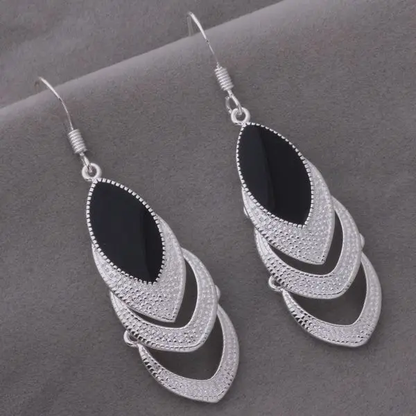 Серьги с серебряным покрытием серебряные модные украшения серьги тремя сердцами