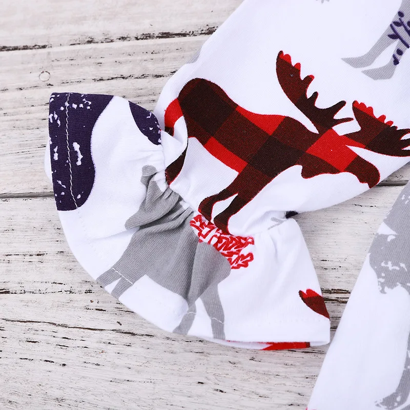 Детское хлопковое платье с длинными рукавами и принтом лося платья в европейском