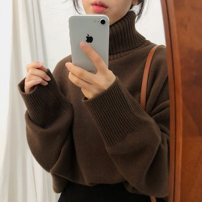 Winter Women Sweaters Streetwear Loose Turtleneck Long Sleeve Pullovers Female Korean Warm Chic Tops Clothes Christmas Sweater | Женская