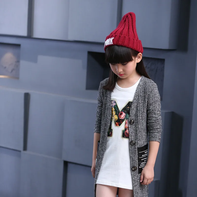 Новинка 2017 года продаж осень модная одежда для девочек вязаный кардиган свитер