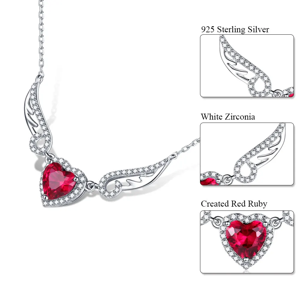 DOUBLE-R крылья ангела настоящее Твердое Серебро 925 пробы красный рубин сердце кулон