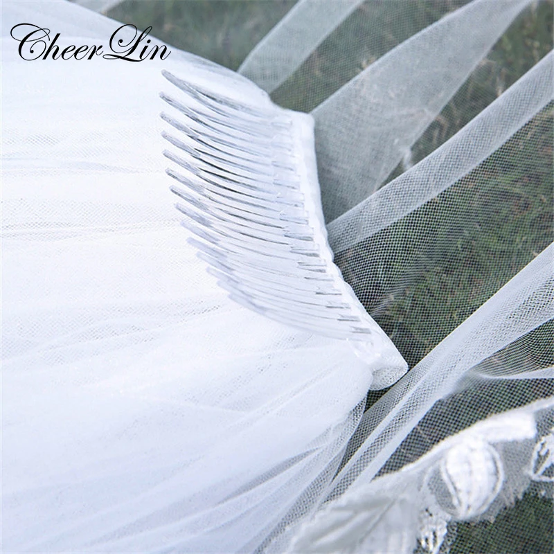 Развеселить Лин Оптовая 3 М Белый Кот Фаты Многослойные Длинные Аппликации