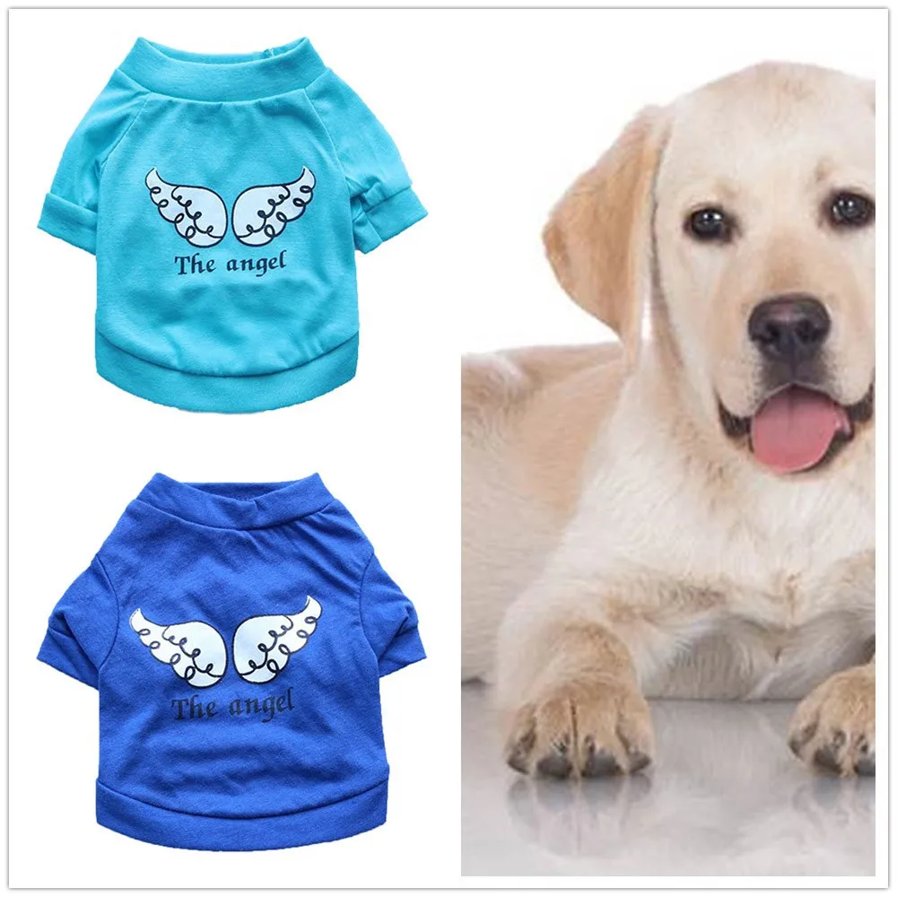 Одежда для собак футболка домашних животных осень теплая синяя модная полиэстер
