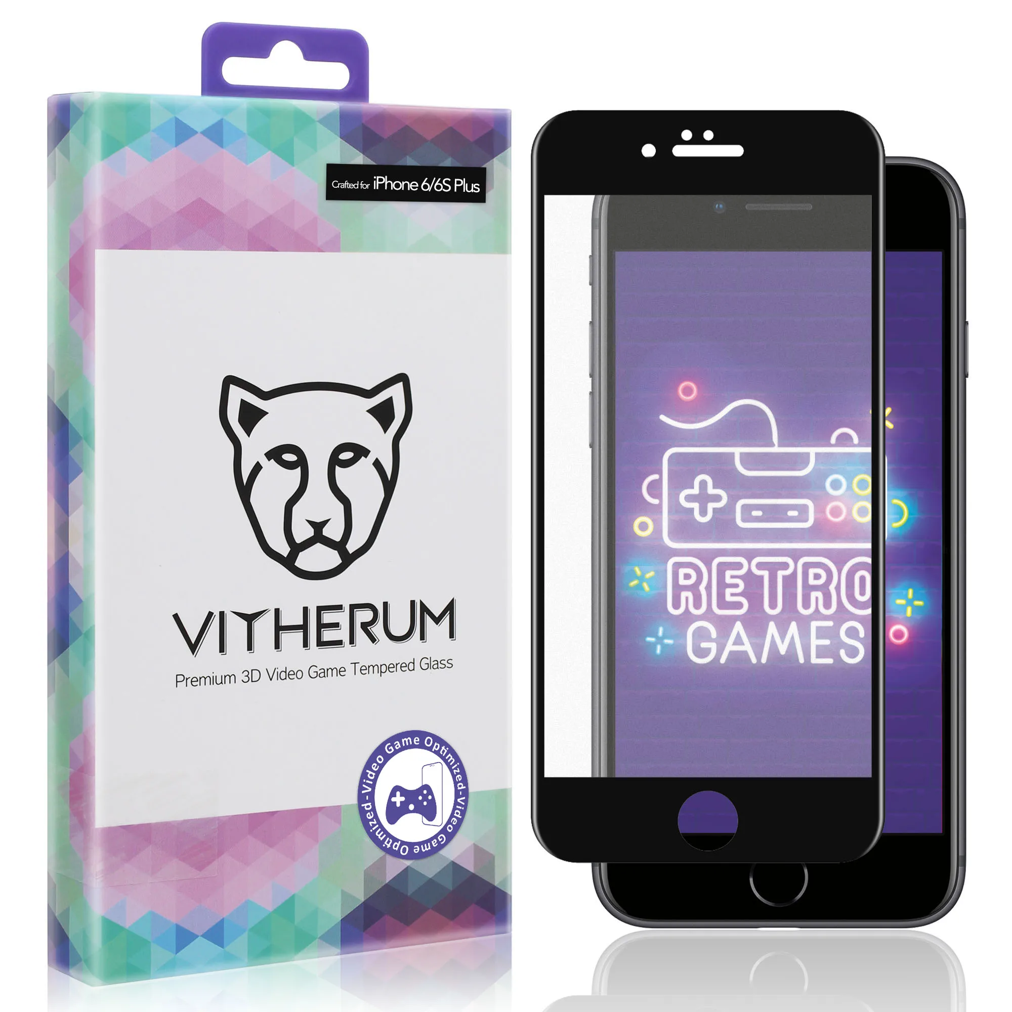 Опал-Премиум 3D изогнутое видеоигра закаленное стекло для iPhone 6 +/6S + (черная рамка) |