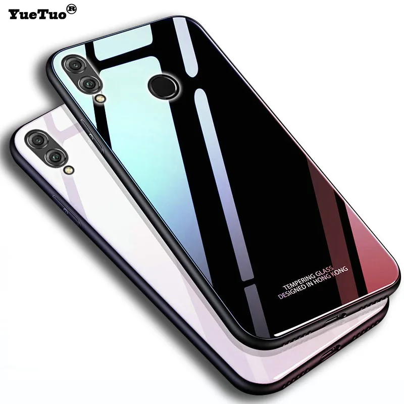 Yuetuo Роскошный Жесткий стеклянный зеркальный чехол для huawei honor 10 lite 10 lite honor v10 view 10 силиконовый чехол для телефона