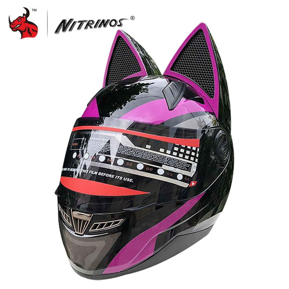 purple NITRINOS мотоциклетный шлем для мужчин и женщин персональный Мото шлем Capacete De Moto белый анфас гоночные Шлемы Casco Moto - Цвет: purple