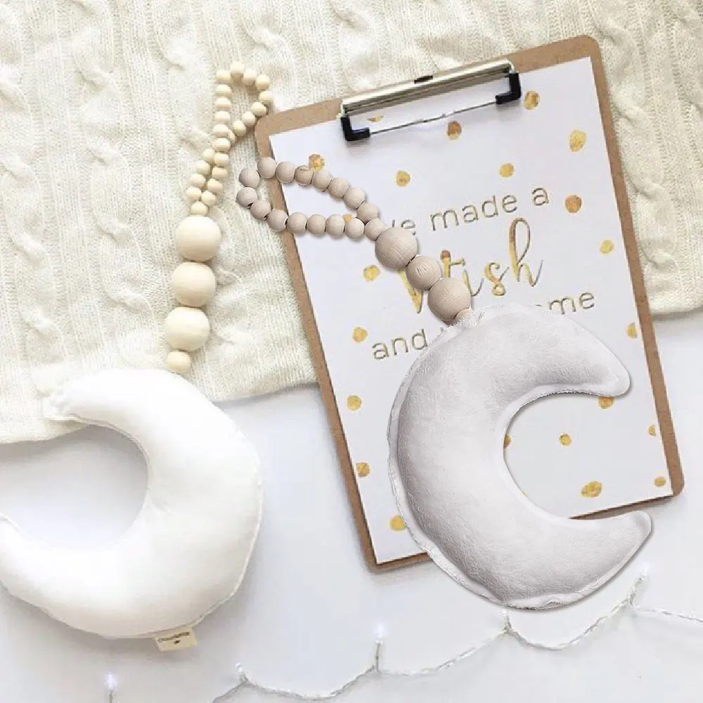 

Baby Nordic Moon Wooden Beads Decoration Toys Kids Bed Room Crib Tent Decor Ornaments Newborn Photography Prop Toy Gift