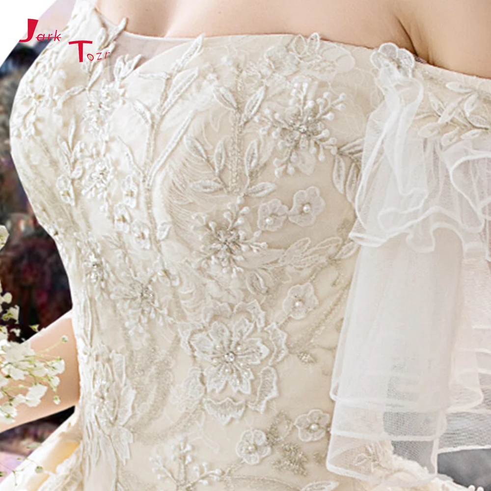 Vestido De Novia винтажное 2019 с открытыми плечами Короткие рукава жемчужные кружевные