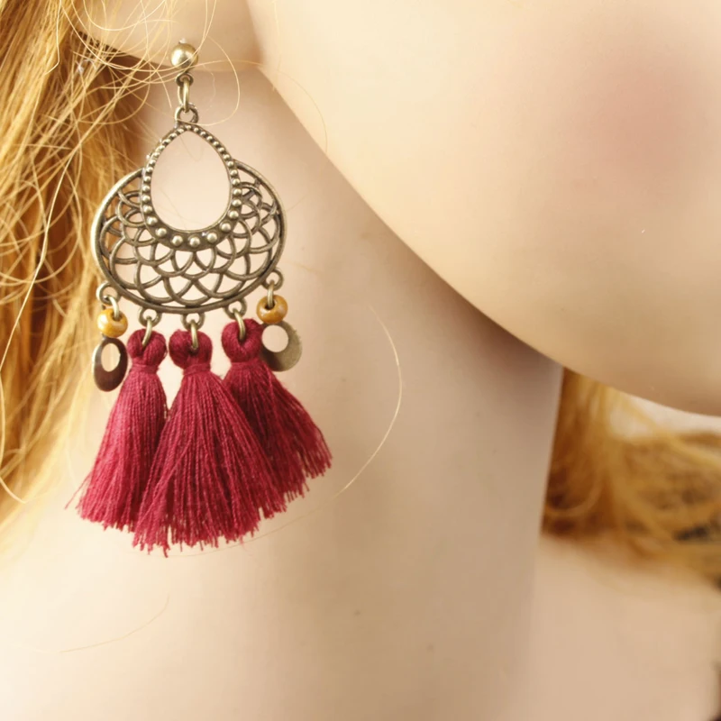 Big Circle Tassel Earrings for Women Bohemian Fan Shaped Drop Dangle 2019 New Design Party Jewelry Long Fringe Earring | Украшения и