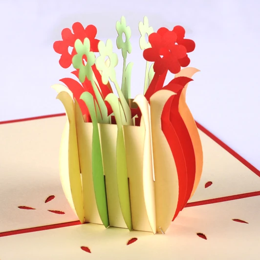 Креативный подарок 3D всплывающая открытка/Ручная работа в трех цветах цветок 10