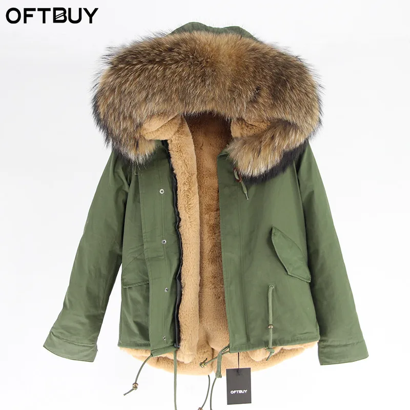 19 Бренд OFTBUY,, хаки, зеленый, зимняя куртка, пальто, женская парка, пальто с натуральным мехом, натуральный большой енотовый меховой воротник, теплая, толстая, мягкая подкладка - Цвет: 19