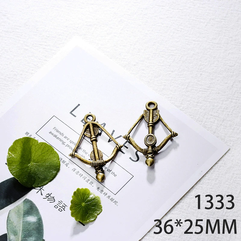 

36*25mm 8pcs Bow And Arrow Alloy Pendant For Diy Jewelry Making 2 Colors Antique Silver Antique Bronze No.1333