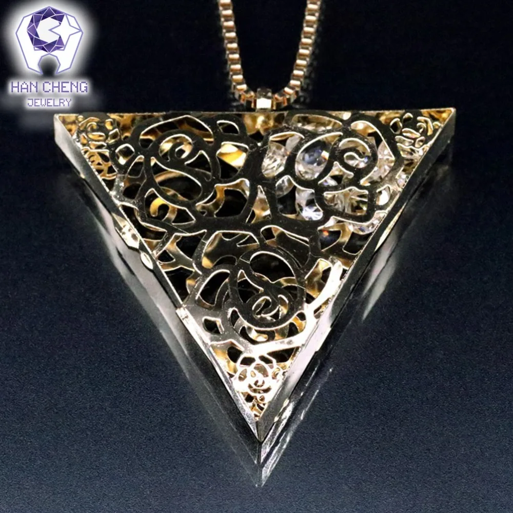 Модное треугольное эффектное ожерелье Женская длинная позолоченная цепочка