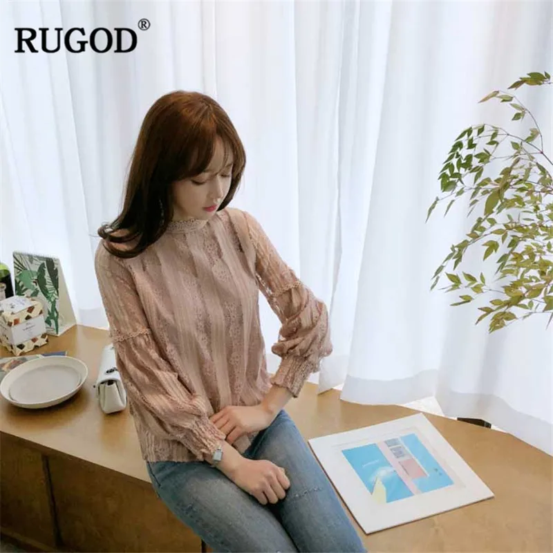Женские шифоновые рубашки с рукавами-фонариками RUGOD элегантные офисные топы