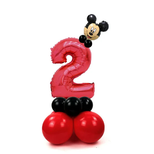 Mickey 2 20 шт./компл. Микки и Минни Маус лазерная головка Красного номер Фольга воздушные шары 1st День рождения юбилея украшения Детские игрушки Baby Shower поставки - Цвет: Mickey 2