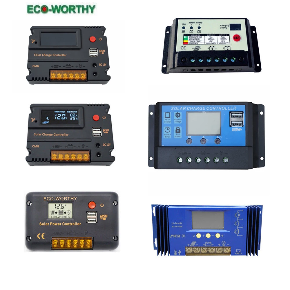 ECOworthy 10A/20A/60A ЖК дисплей/CMG температурная компенсация/Двухэлементный Солнечный