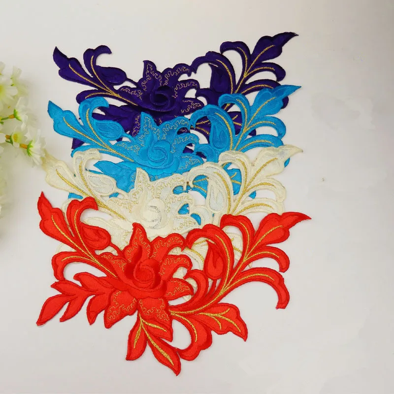 diy Red Peony Flower Venise Lace Collar Applique Patches Neckline Fabric Embroidered For Accessories Arts Crafts Sewing | Дом и сад