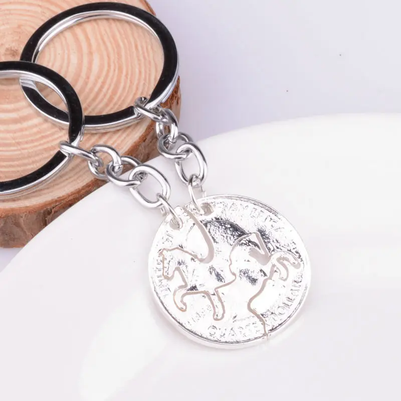Running Horse Keyring 2PC/Set Key Chain Ring Pendant Best Friend Lovers Couples Gift Women Men Jewelry Keychain Charm | Украшения и