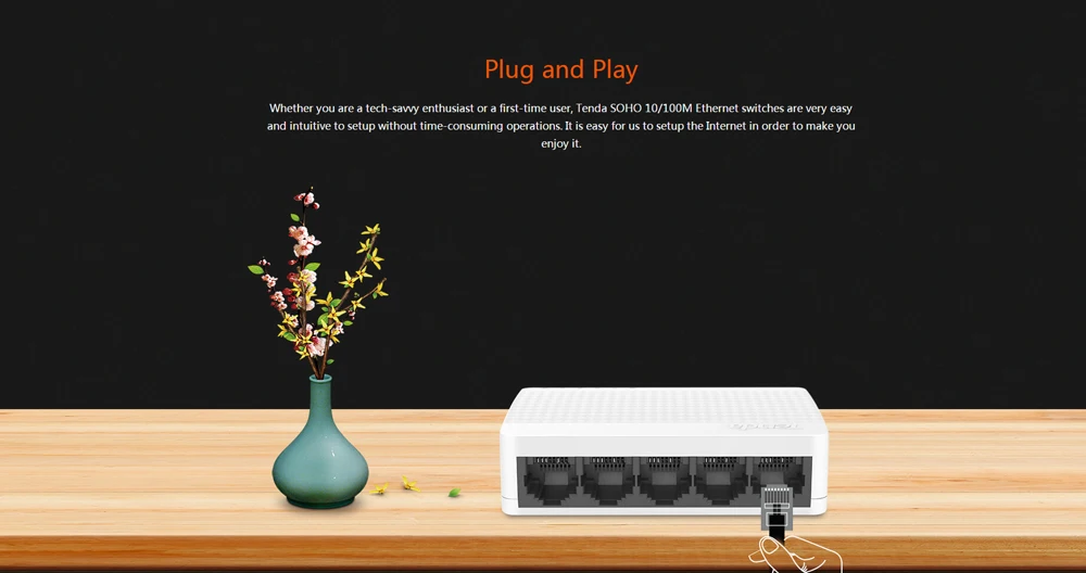 Tenda S105 5-Порты и разъёмы Настольный Ethernet-коммутатор, 10/100 Мбит/с автосогласования RJ45 Порты, auto MDI/MDIX