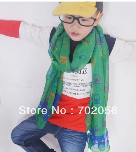 Детский женский шарф с совами Sarongs Бандана Хиджаб накидка пончо 160*50 см Смешанные