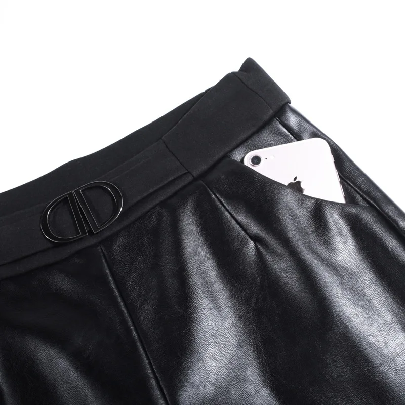 Shinymora осень зима из искусственной кожи до середины икры Длина Брюки для девочек