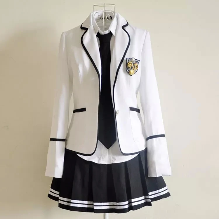 White Black Новая школьная форма с длинным рукавом для начальной школы, японская школьная форма для студентов, британская школьная форма - Цвет: White Black