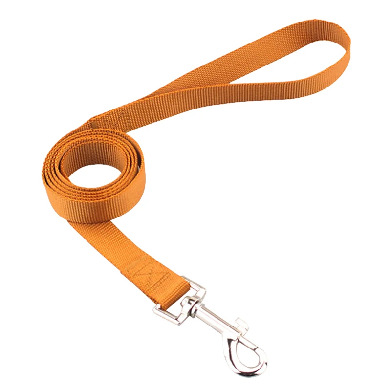 brown Leash Классический однотонный ошейник для питомца, основной нейлоновый ошейник для собак, кошек, ошейник для маленьких и средних собак, можно сочетать поводок и поводок с быстрой застежкой - Цвет: brown Leash