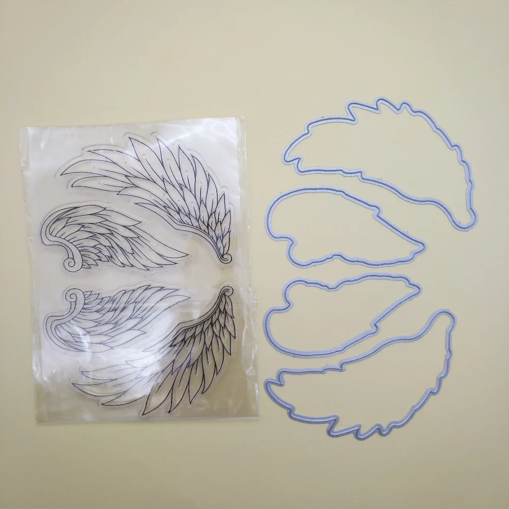 Две крылышки прозрачные силиконовые штамповки и штампы металлические для