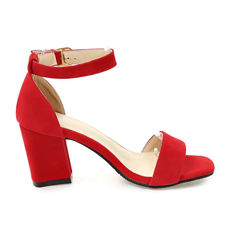 

Fanyuan Fashion Cover Heel Buckle Strap Shoes Women Shoes Casual Ankle-Wrap Sandals Concise Solid Ankle-Wrap High Heels