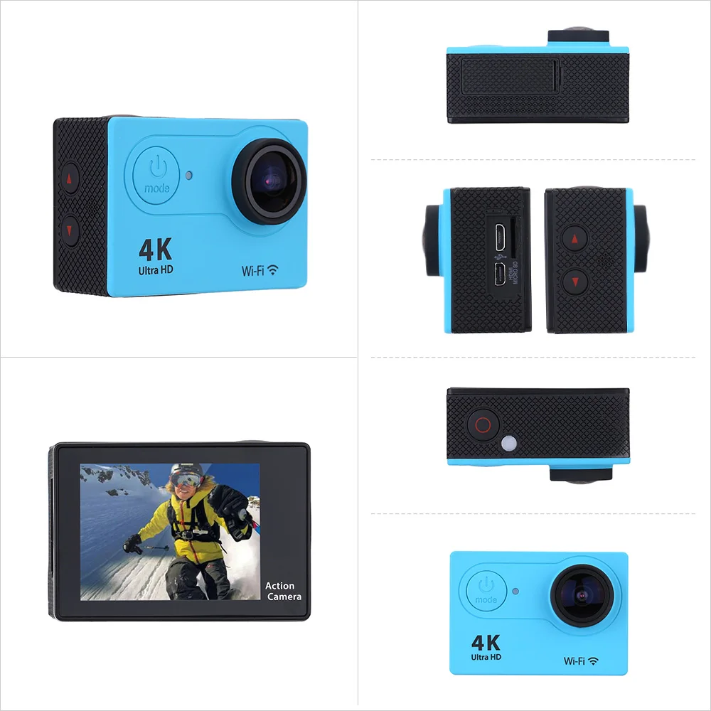 12 мегапиксельная 2," lcd 4K Экшн-камера 5fps 1080P 60fps Full HD Wifi APP 30M Водонепроницаемая 12MP Спортивная Экшн-камера для Micro SD
