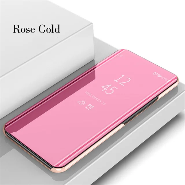 rose gold Роскошный 360 сенсорный флип-чехол для Samsung Galaxy S8 S9 S10 lite plus S10lite S10plus S8plus S9plus умный Прозрачный чехол для просмотра - Цвет: rose gold