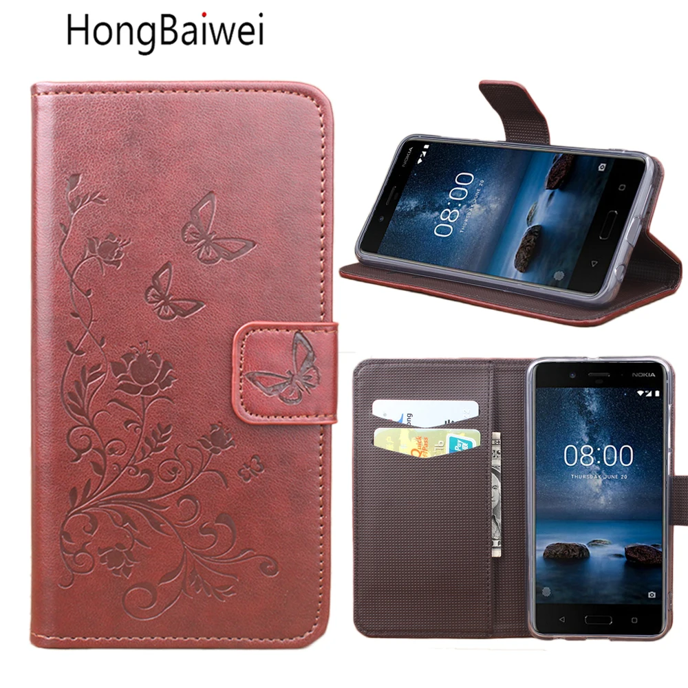 HongBaiwei для Nokia 8 кошелек чехол Модный тисненый Флип кожаный с функцией подставки и