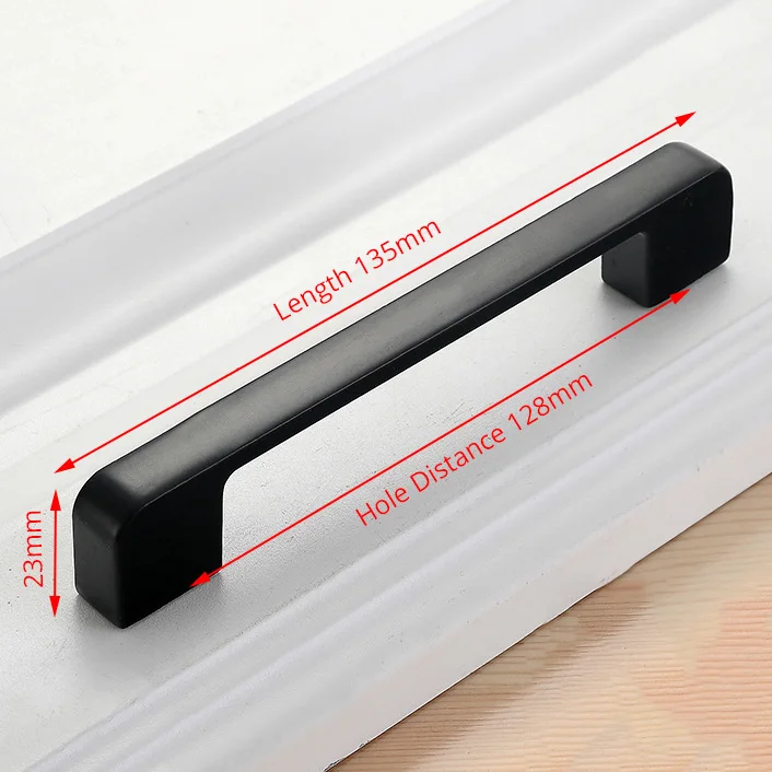 Handle-818C-128B NAIERDI черные ручки шкафа американский стиль твердый алюминиевый сплав кухонный шкаф ручки для выдвижных ящиков оборудование для обработки мебели - Цвет: Handle-818C-128B