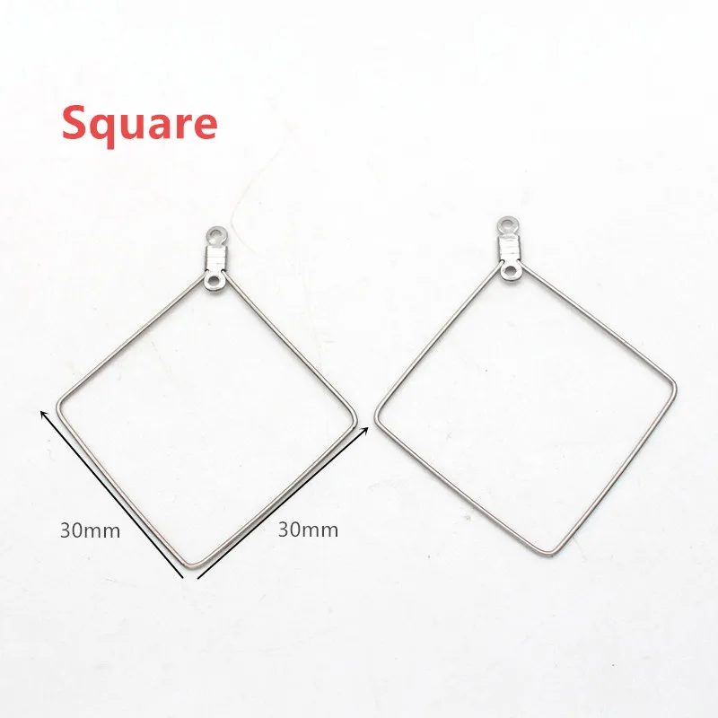 10pcs Stainless Steel Ear Wire Earring Hooks Hoop Connector Diy Earrings Accessories Dangle Charms Jewelry Making - Цвет: square