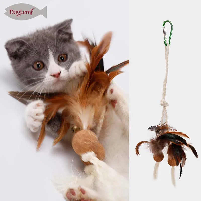 Игрушка для кошек Кот молярная сизальная веревка подходит для клетки для лазания котят рамка Catnip пробковый шар колокольчик перьевая кошачья игрушка товар для животных