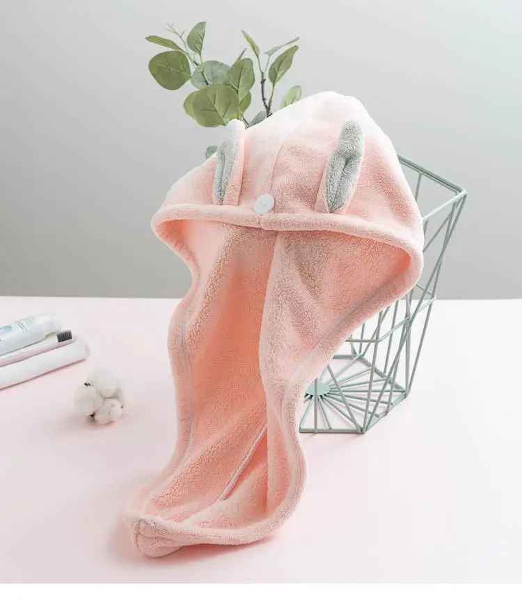 Pink 65x25 см впитывающий коралловый флис, сухая шапка для волос, утолщенное полотенце для купания, сауны, пляжа, SAP, сухое полотенце для волос, MS, ленивый человек, полотенце для волос - Цвет: Pink