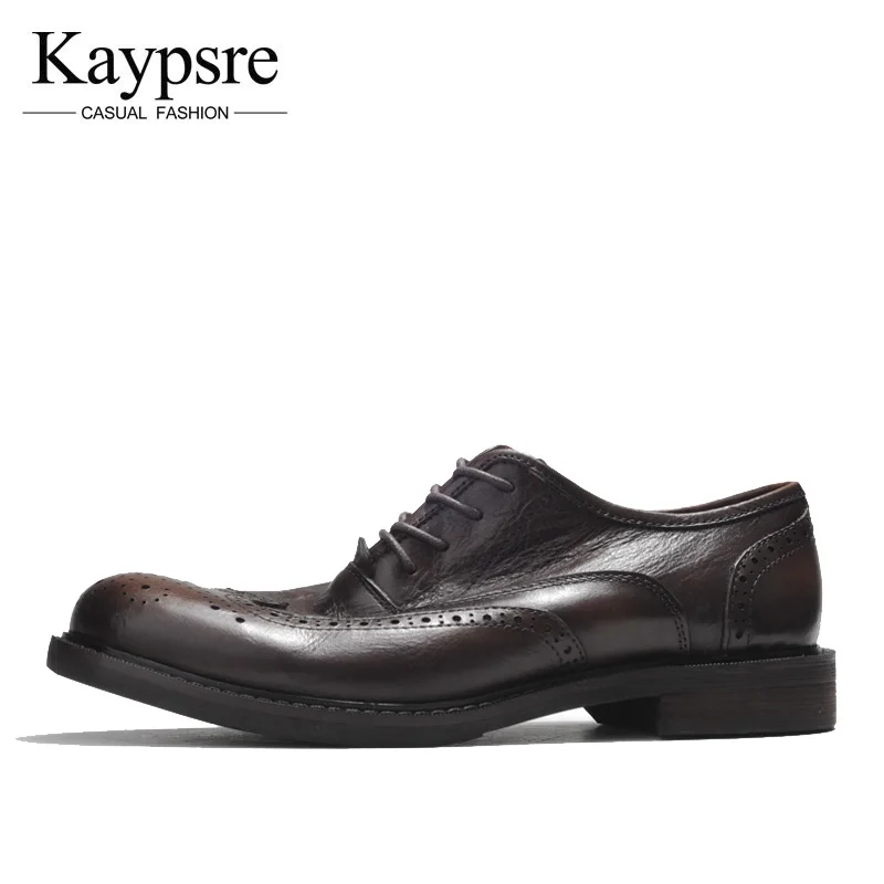 kaypsre Men's fashion business shoes spring genuine leather lace-up brogue | Обувь