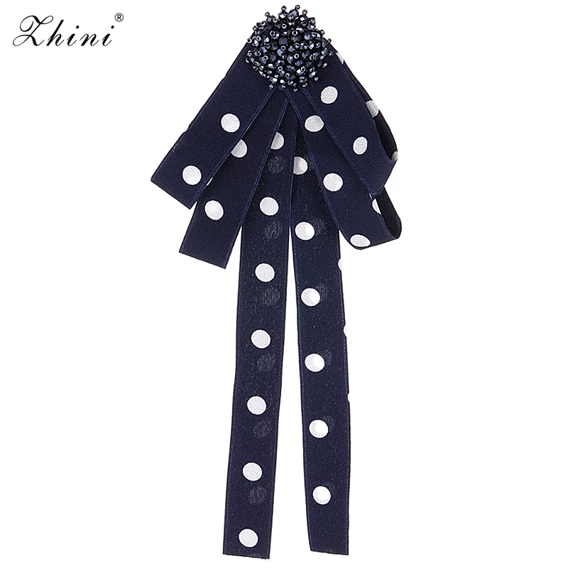 Женская тканевая брошь в форме банта ZHINI украшенная кристаллами с бантом и