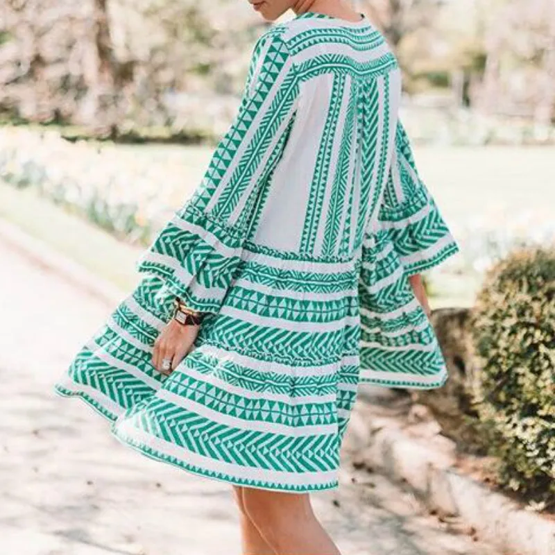 Женское летнее Мини Платье Bech Boho повседневный свободный сарафан стильное платье