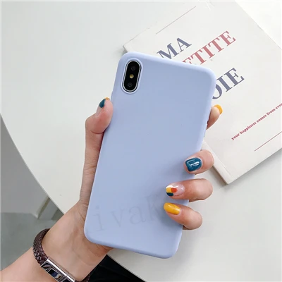 Light purple Однотонный силиконовый чехол s для iphone XR X XS Max 11 Pro 6 6S 7 8 Plus 5 5S SE чехол карамельный цвет мягкий простой чехол для телефона - Цвет: Light purple
