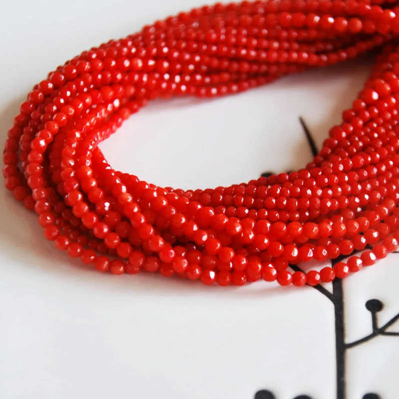Оптовая продажа натуральные окрашенные граненые бусины кораллового красного
