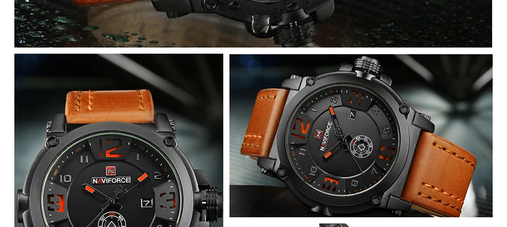Naviforce Для мужчин творческий роскошные кварцевые часы Мода Спортивные часы Для Мужчин's Водонепроницаемый Наручные часы верхней части мужской Relogio Masculino