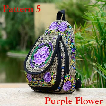 Pattern 5 Purple Этнический Бохо индийский вышитый рюкзак ручной работы рюкзаки с вышивкой сумки на плечо дорожная школьная сумка Sac a Dos Femme - Цвет: Pattern 5 Purple