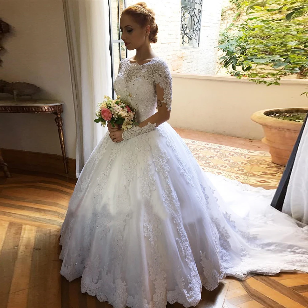 Vestido De Noiva сексуальное вечернее платье свадебное es белого цвета с длинными