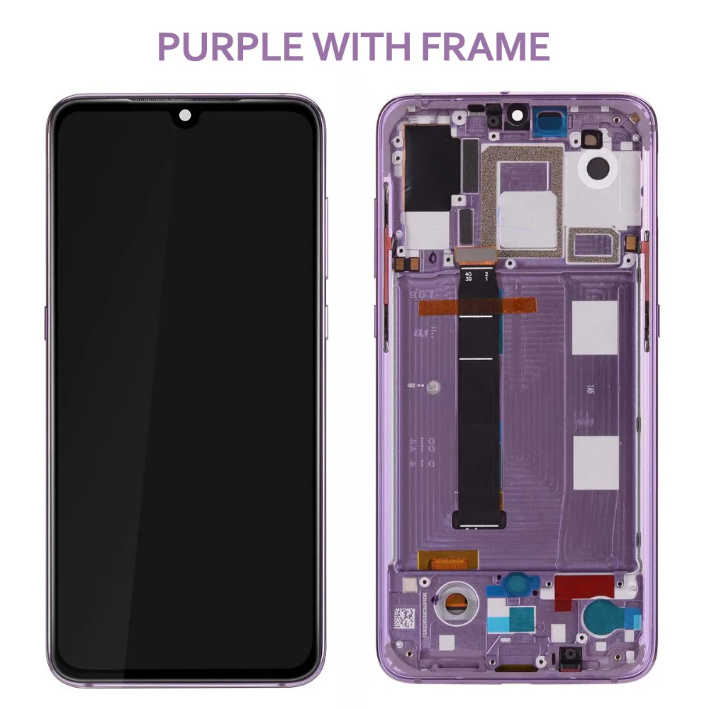 Purple With Frame 6,39 ''AMOLED ЖК-дисплей для xiaomi mi 9 mi 9 дисплей для xiaomi 9 ЖК-дисплей кодирующий преобразователь сенсорного экрана в сборе с рамкой - Цвет: Purple With Frame