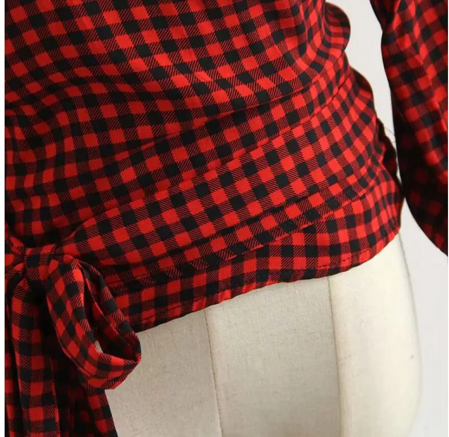 

2020 autumn long Sleeve plaid Blouse Women Sexy V Neck Women Shirt Elegant Plaid Tops Formal